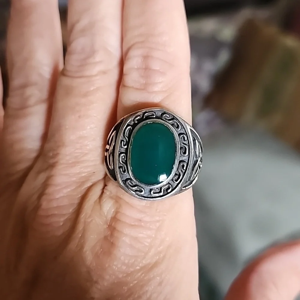 Sterling silver Celtic green at gate ring size 10.5 unisex ST PATTY'S Je… - Picture 7 of 7